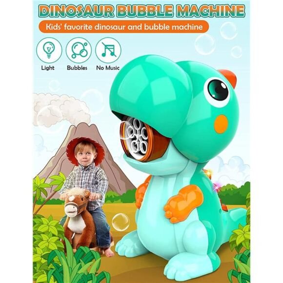 Bubble Machine for Kids, Dinosaur Toys Bubble Blower Maker with Solutions - Picture 2 of 6
